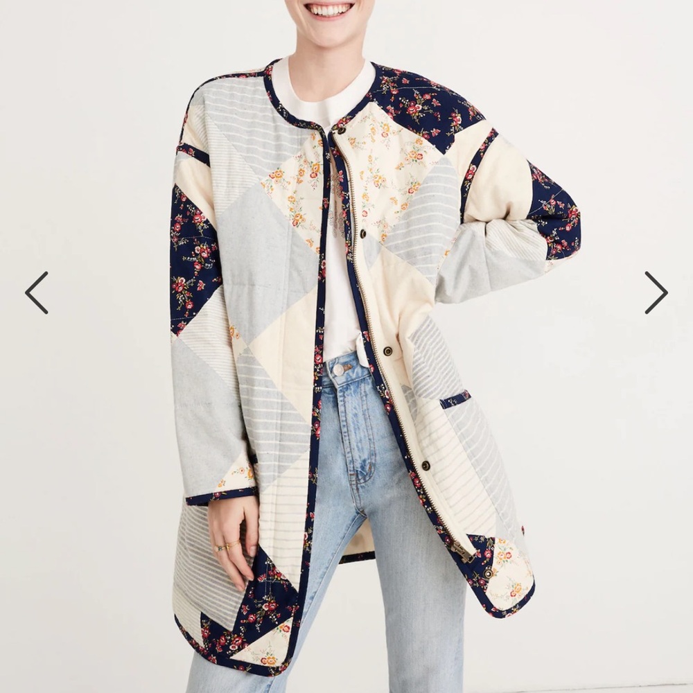 Madewell x The New Denim Project Patchwork Cocoon Coat size M
